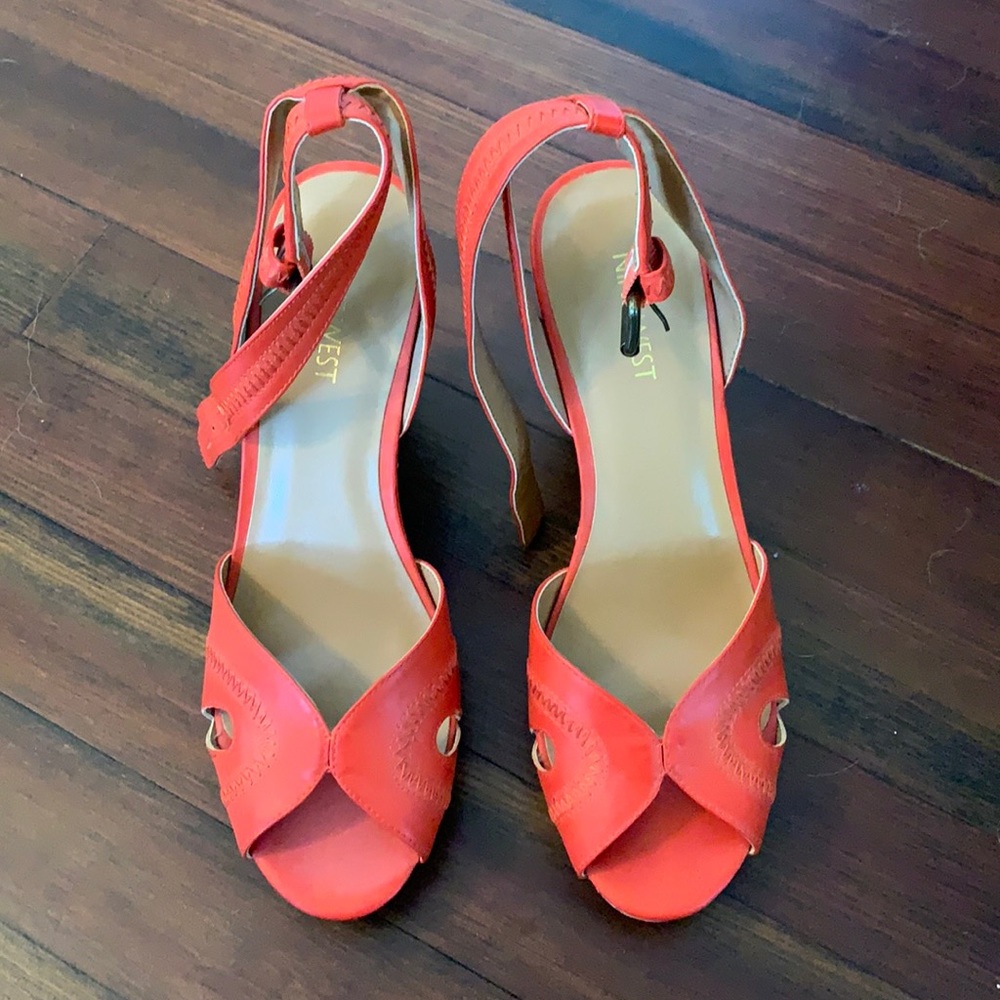 Nine west orange/coral heels